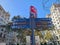 Spanish directional signs to local attractions and Metro in Barcelona