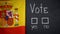 Spanish flag on background, no and yes answer in vote, presidential election