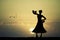Spanish Flamenco dancer at sunset
