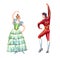 Spanish flamenco dancers, a woman and a man