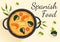 Spanish Food Cuisine Menu Restaurant with Various of Traditional Dish Recipe on Flat Cartoon Hand Drawn Templates Illustration