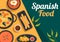 Spanish Food Cuisine Menu Restaurant with Various of Traditional Dish Recipe on Flat Cartoon Hand Drawn Templates Illustration