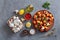 Spanish Garlic Mushrooms on a clay plate