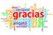 Spanish Gracias, Open Word Cloud, Thanks, on white