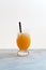 Spanish granizado orange, semi frozen dessert or drink made with juice and ice. Crushed ice with orange juice or syrup beverage