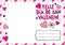 Spanish Happy Valentine`s Day postcard with hearts and gift boxes