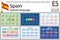 Spanish horizontal set of pocket calendar for 2024. Week starts Monday