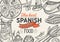 Spanish illustrations - tapas, paella, sangria, jamon, churros, calcots, turron