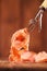 Spanish jamon Cured Meat on large vintage meat fork