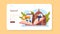 Spanish learning web banner or landing page. Language school