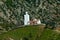 The Spanish Mosque on a Hill in front of a Mountain Overlooking Chefchaouen Morocco