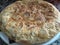 Spanish omelette with potatoes and onion freshly made at home