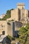 Spanish picturesque medieval fortress and tower in Alarcon. Tourism. Spain