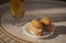 Spanish pincho of croquettes close to glass of beer