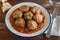 Spanish pisto (typical vegetables stew) with meatballs