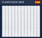 Spanish Planner blank for 2019. Scheduler, agenda or diary template. Week starts on Monday