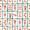 Spanish playing cards deck seamless pattern. Cups