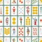 Spanish playing cards deck seamless pattern. Cups. Golds. Swords. Wands