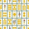 Spanish playing cards deck seamless pattern. Golds