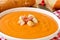Spanish salmorejo with ham and croutons