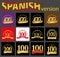 Spanish set of number one hundred 100 years