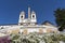 From the Spanish steps you have a nice view of The church Trinita dei Monti with in front the Sallustiano Obelisk in Rome