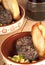 Spanish tapa morcilla and chick peas