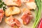 Spanish tapas with jamon, cheese, tomato and garlic