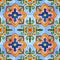 Spanish tile seamless pattern. Watercolor painting