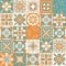 Spanish tiles Azulejo orange green mint white color, ceramic tile for kitchen and bathroom decoration