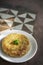 Spanish tortilla omelet traditional tapas food on traditional ru