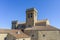 Spanish town Ujue Uxue in Basque  fortified church in Navarre, Spain