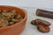 Spanish traditional beans cooked with chorizo, plate like fabada