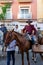 Spanish traditional riders caballeros on the street in Fuengirola, Spain on September 1