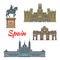 Spanish travel landmark of Madrid linear icon set