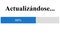 Spanish. Updating Progress Bar Until Completed on Online Web Page. Device Screen View of Software Update Loading Data and Files.