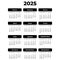 Spanish vertical calendar for 2025 year. Large bold font. Isolated vector. Template for planner