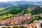 Spanish village of Hostalric overlooking ancient fortified castle