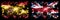 Spanish vs United Kingdom, British, Britain New Year celebration sparkling fireworks flags concept background. Combination of two