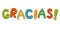 Spanish word Gracias colorful lettering