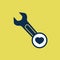 Spanner icon with heart sign. Spanner icon and favorite, like, love, care symbol