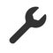 Spanner icon vector. Simple and flat design, minimalist style, black color.