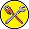 Spanner Monkey Wrench Crossed Circle Cartoon