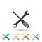 Spanner and screwdriver tools icon isolated on white background. Service tool symbol. Set elements in colored icons