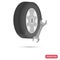 Spare wheel and wrench color flat icon