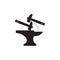 Spark iron hammer blacksmith symbol logo vector