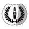 Spark plug monochrome sticker with black olive branch and half shaded