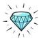 Sparking blue diamond icon, magic jewellery stone
