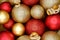 Sparkle red and gold Christmas ornaments background