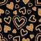 Sparkle seamless pattern with gold sequins hearts